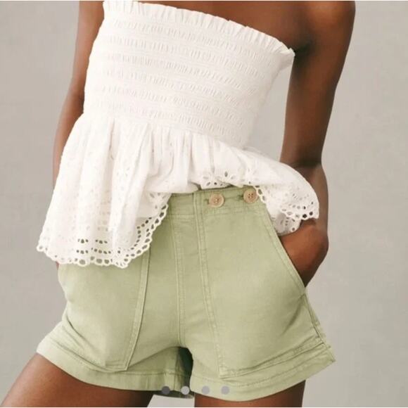 Anthropologie Pilcro The Kit High Rise Utility Shorts Moss Green NWT - Picture 1 of 9